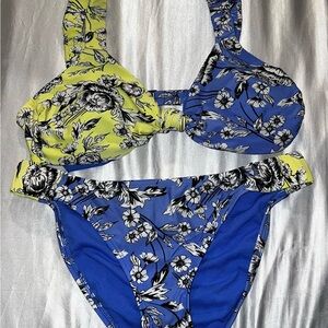 No Boundaries Blue and Yellow Floral Bikini Set
